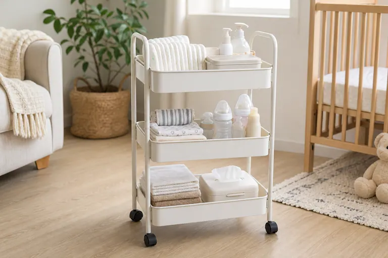 3-Tier Rolling Diaper Cart baby travel and nursery gear scene