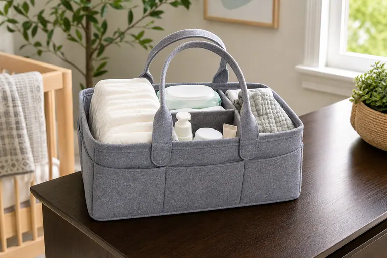 Ubbi Diaper Caddy baby travel and nursery gear scene